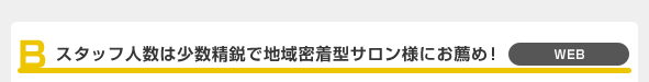 B スタッフ人数は少数精鋭で地域密着型サロン様にお薦め！ WEB